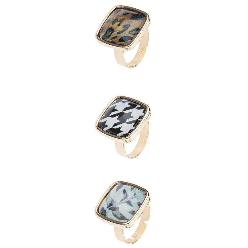 Set Anelli Carré Imprimé