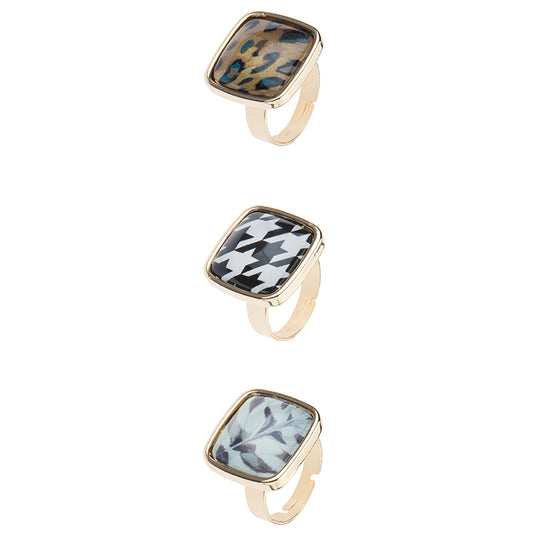 Set Anelli Carré Imprimé
